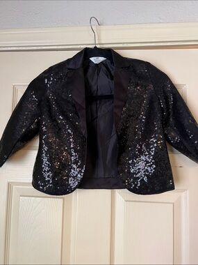 Sequin Blazer Jacket - Black